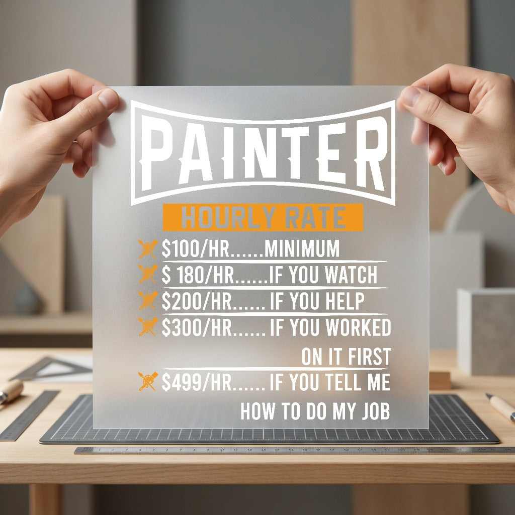 Painter Hourly Rate Humor Funny Sarcastic Ready to Press DTF Transfer for Dtf