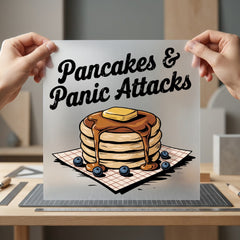 Pancakes Panic Attacks Retro Funny Sarcastic Ready to Press DTF Transfer for Dtf