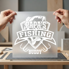 Papa Fishing Buddy Enthusiast Dad Papa Ready to Press DTF Transfer for Dtf