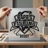 Papa Fishing Buddy Enthusiast Dad Papa Ready to Press DTF Transfer for Dtf