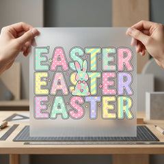 Pastel Easter Bunny Diy Easter Spring Ready to Press DTF Transfer for Dtf