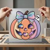 Pastel Halloween Pumpkin Ghost Halloween Aesthetic Ready to Press DTF Transfer for Dtf