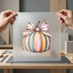 Pastel Pumpkin Bow Fall Halloween Thanksgiving Ready to Press DTF Transfer for Dtf