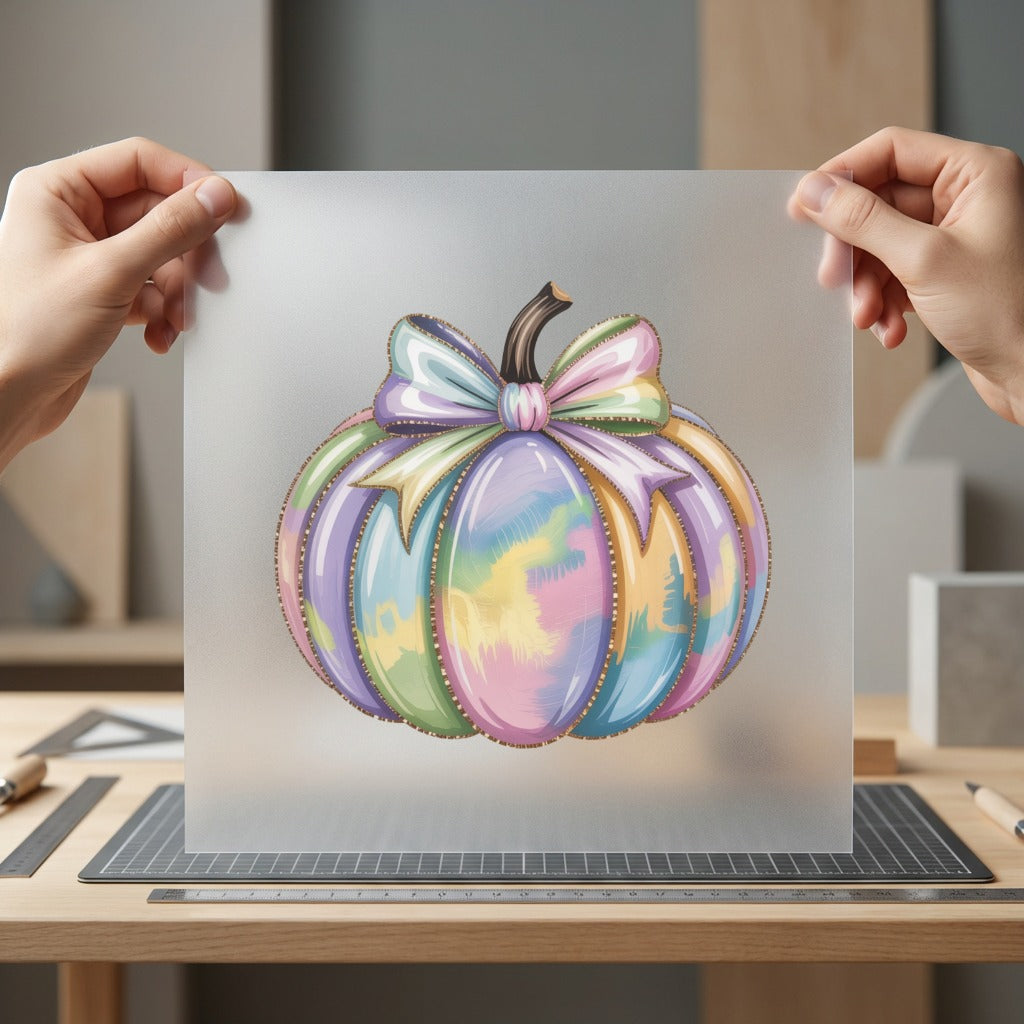 Pastel Rainbow Bow Pumpkin Halloween Fall Ready to Press DTF Transfer for Dtf