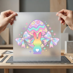 Pastel Rainbow Bunny Egg Easter Spring Ready to Press DTF Transfer for Dtf
