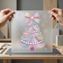 Pastel Rainbow Christmas Tree Christmas Aesthetic Ready to Press DTF Transfer for Dtf