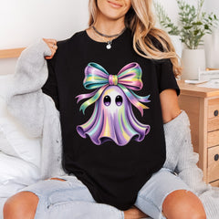 Pastel Rainbow Ghost Big Halloween Aesthetic Ready to Press DTF Transfer for Dtf