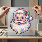Pastel Santa Head Whimsical Christmas Funny Ready to Press DTF Transfer for Dtf