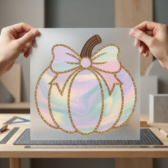 Pastel Swirl Pumpkin Bow Halloween Thanksgiving Ready to Press DTF Transfer for Dtf