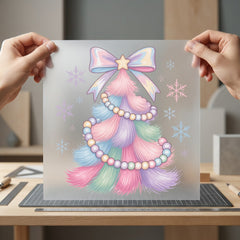 Pastel Whimsical Christmas Tree Christmas Aesthetic Ready to Press DTF Transfer for Dtf