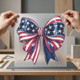 Patriotic Americana Bow Sketch 4th Of July Patriotic Ready to Press DTF Transfer for Dtf