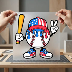 Patriotic Baseball Character Diy 4th Of July Patriotic Ready to Press DTF Transfer for Dtf