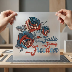 Patriotic Floral Faith Family 4th Of July Faith Ready to Press DTF Transfer for Dtf