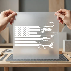 Patriotic Hunting Fishing Flag Patriotic Usa Ready to Press DTF Transfer for Dtf