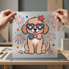 Patriotic Puppy Diy 4th Of July Patriotic Ready to Press DTF Transfer for Dtf