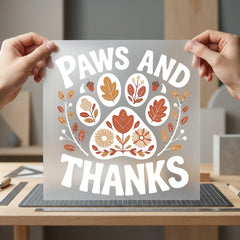 Paws Thanks Autumn Floral Thanksgiving Autumn Ready to Press DTF Transfer for Dtf