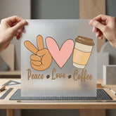 Peace Love Coffee Retro Boho Aesthetic Ready to Press DTF Transfer for Dtf