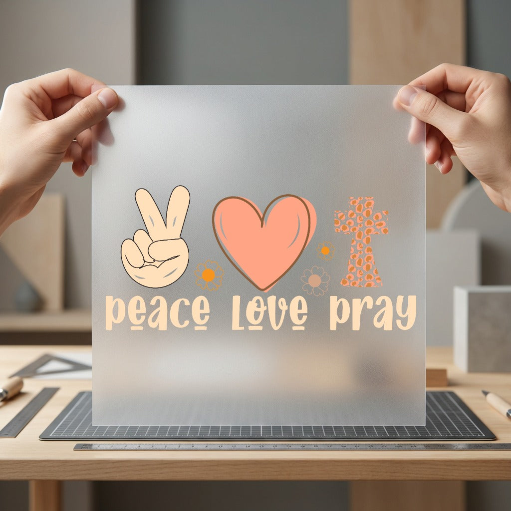 Peace Love Pray Boho Christian Faith Ready to Press DTF Transfer for Dtf