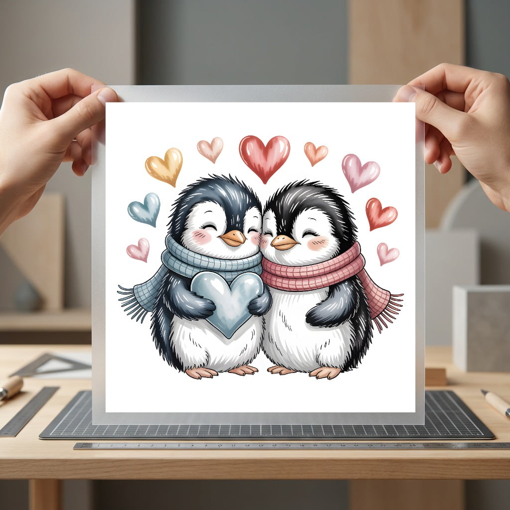 Penguin Couple Valentine Day Valentine Ready to Press DTF Transfer for Dtf