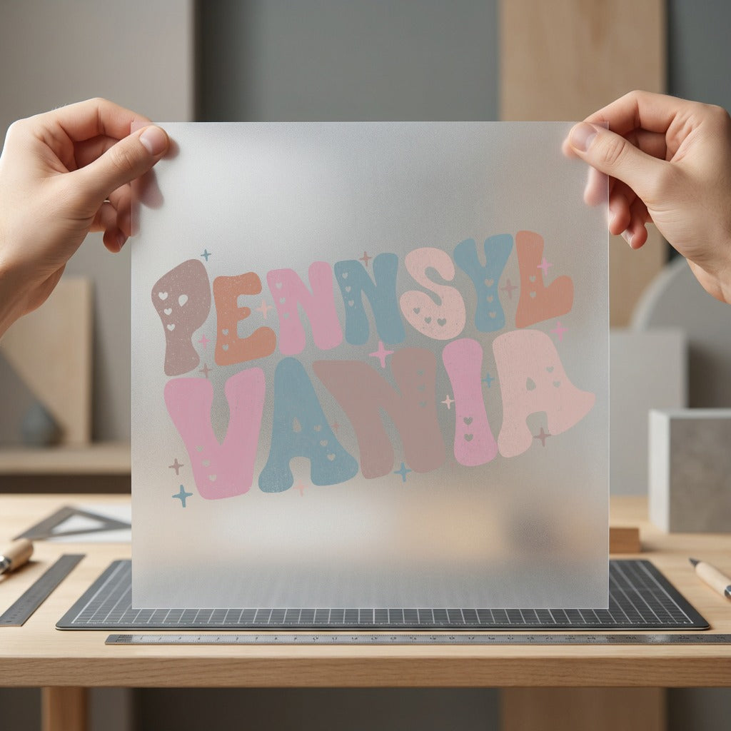 Pennsylvania Groovy Retro Text Usa Retro Ready to Press DTF Transfer for Dtf