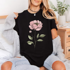 Peony Bloom Outline Floral Mom Aesthetic Ready to Press DTF Transfer for Dtf