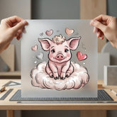 Piggy Cloud Kawaii Diy Pet Ready to Press DTF Transfer for Dtf