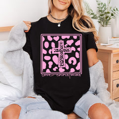 Pink Leopard Cross Love Christian Faith Ready to Press DTF Transfer for Dtf