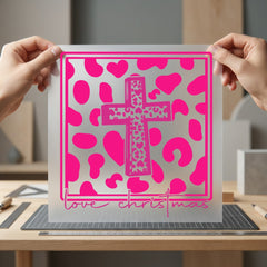 Pink Leopard Cross Love Christian Faith Ready to Press DTF Transfer for Dtf
