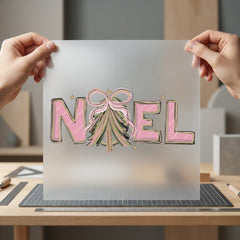 Pink Noel Christmas Tree Christmas Vintage Ready to Press DTF Transfer for Dtf