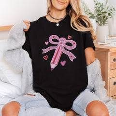 Pink Pencil Hearts Diy Valentine Teacher Ready to Press DTF Transfer for Dtf