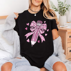 Pink Pencil Hearts Kawaii Aesthetic Ready to Press DTF Transfer for Dtf