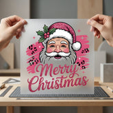 Pink Santa Leopard Christmas Christmas Retro Ready to Press DTF Transfer for Dtf