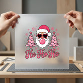 Pink Santa Retro Christmas Christmas Retro Ready to Press DTF Transfer for Dtf