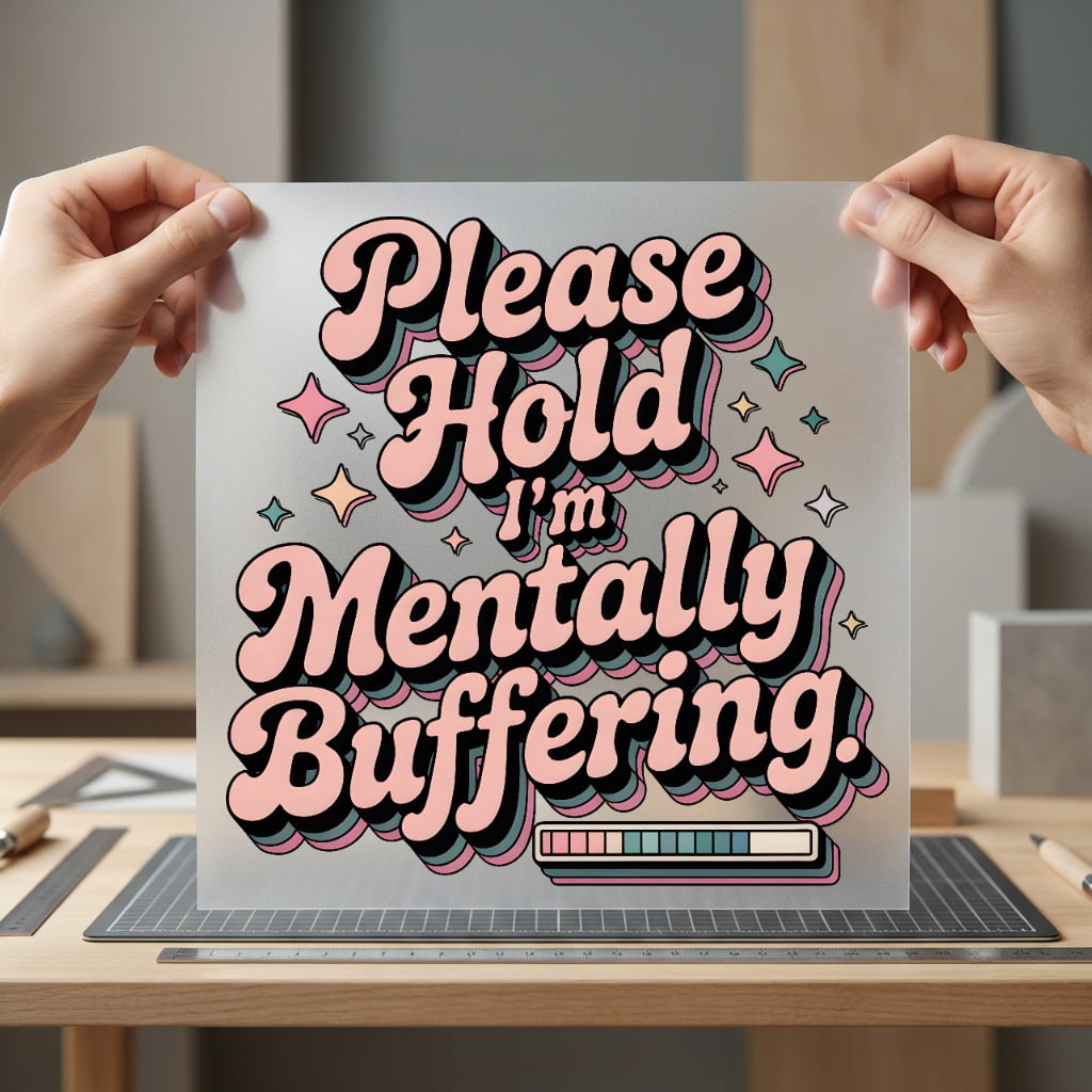 Please Hold Mentally Buffering Funny Sarcastic Ready to Press DTF Transfer for Dtf