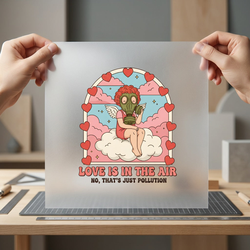 Pollution Cupid Retro Satire Valentine Funny Ready to Press DTF Transfer for Dtf