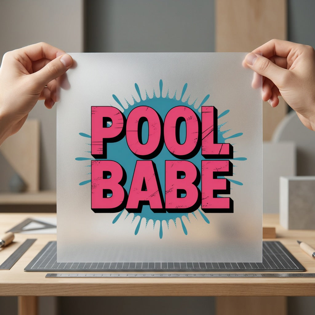 Pool Babe Splash Retro Vintage Retro Ready to Press DTF Transfer for Dtf