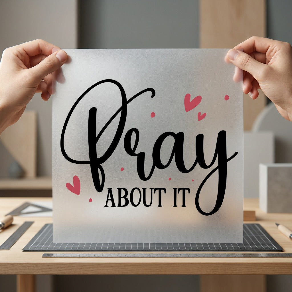Pray About Motivational Script Christian Faith Ready to Press DTF Transfer for Dtf