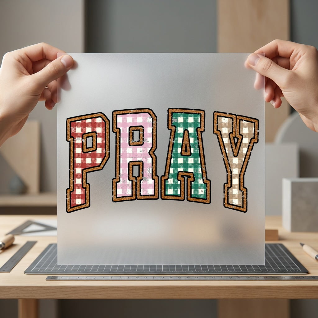 Pray Buffalo Plaid Distressed Christian Faith Ready to Press DTF Transfer for Dtf