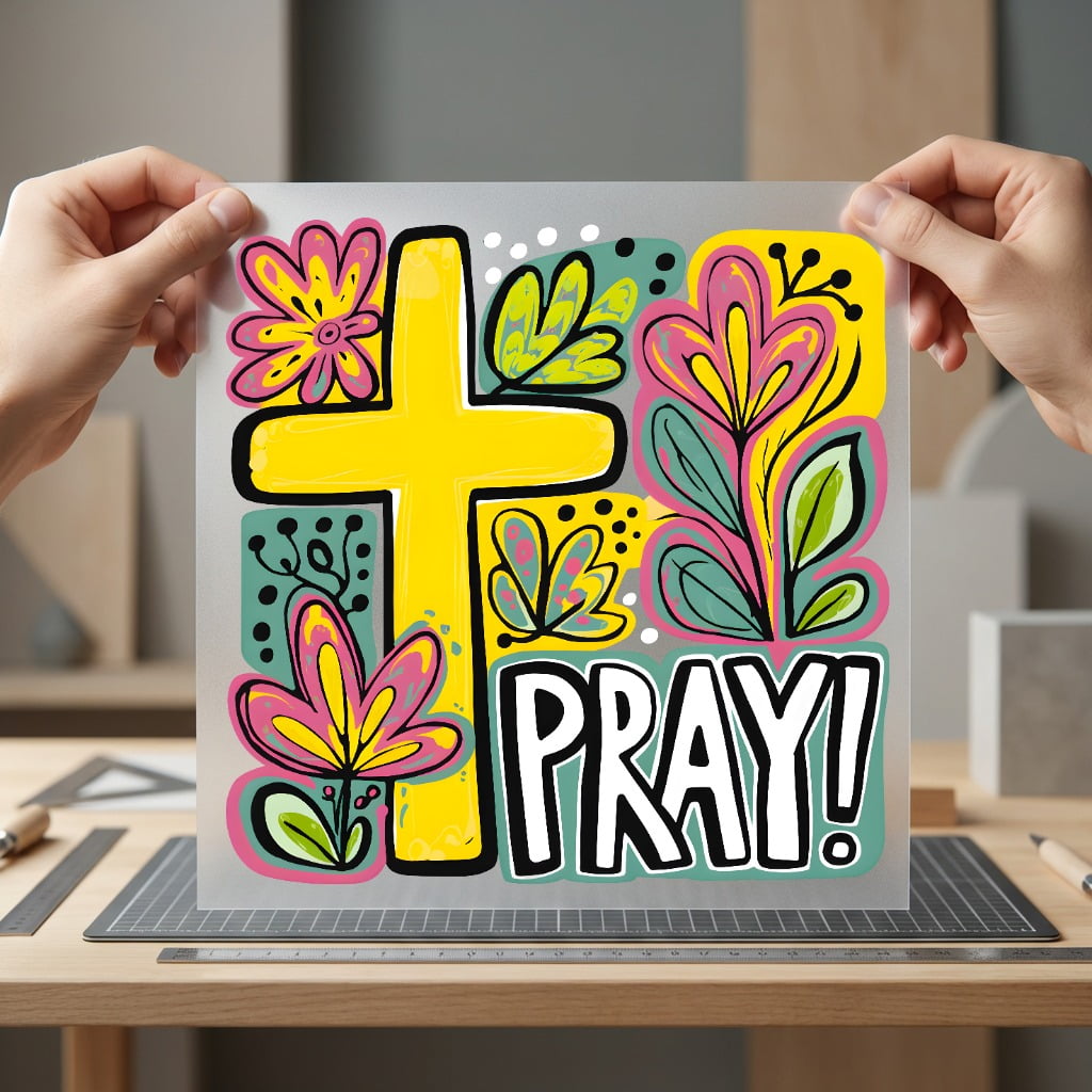 Pray Christian Cross Floral Christian Faith Ready to Press DTF Transfer for Dtf