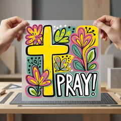 Pray Christian Cross Floral Christian Faith Ready to Press DTF Transfer for Dtf