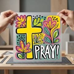 Pray Christian Cross Floral Christian Faith Ready to Press DTF Transfer for Dtf