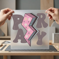 Pray Lightning Bolt Retro Christian Faith Ready to Press DTF Transfer for Dtf