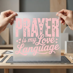 Prayer Love Language Pink Christian Faith Ready to Press DTF Transfer for Dtf