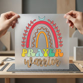 Prayer Warrior Rainbow Retro Christian Faith Ready to Press DTF Transfer for Dtf