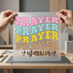 Prayer Warrior Retro Diy Christian Faith Ready to Press DTF Transfer for Dtf