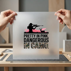 Pretty Pink Dangerous Camo Usa Country Ready to Press DTF Transfer for Dtf