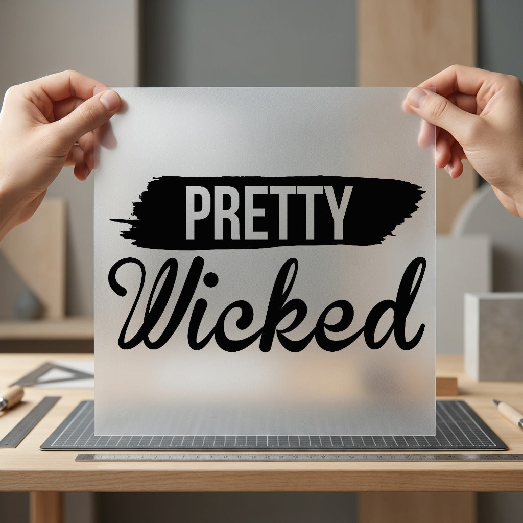 Pretty Wicked Bold Script Vintage Retro Ready to Press DTF Transfer for Dtf