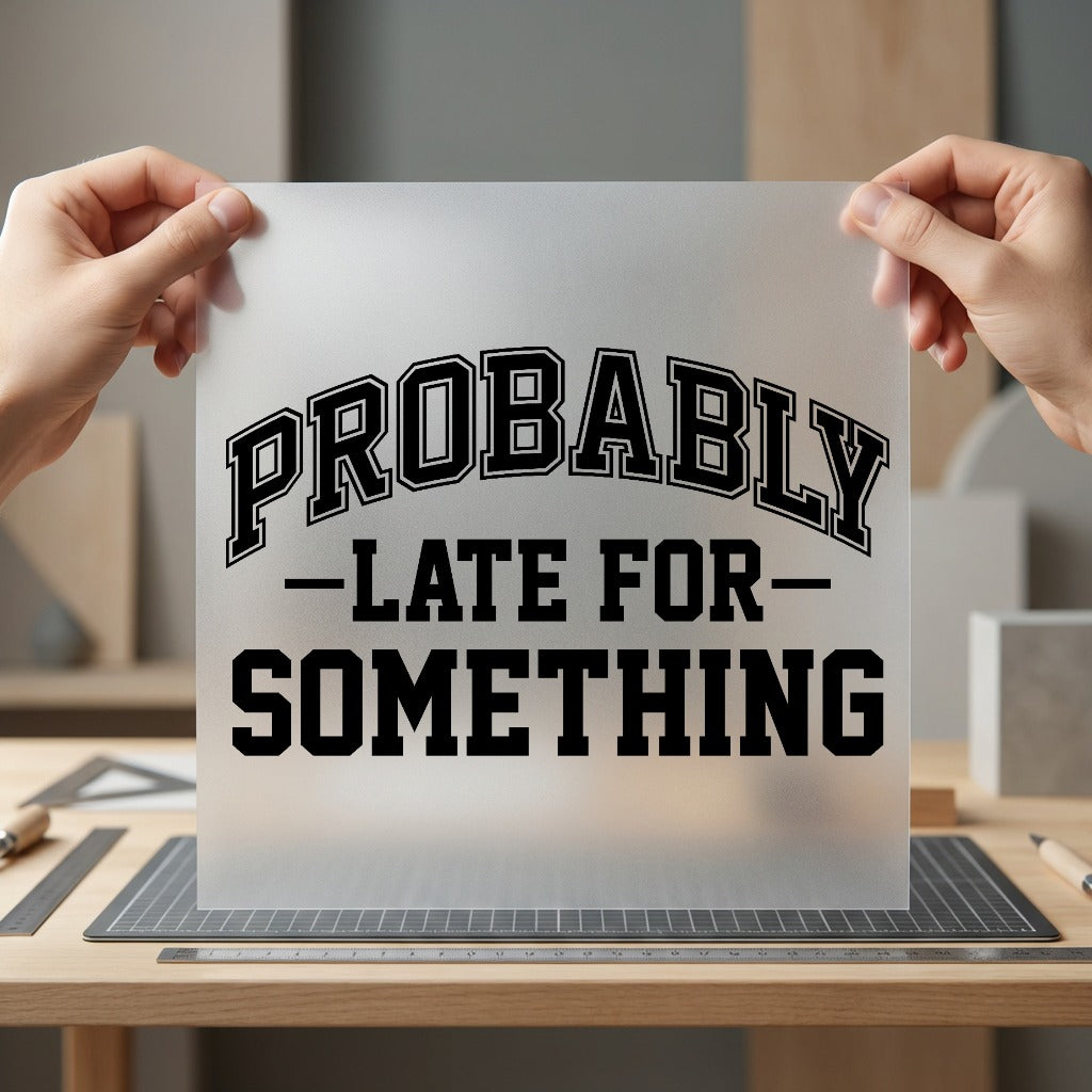 Probably Late Something College Funny Sarcastic Ready to Press DTF Transfer for Dtf