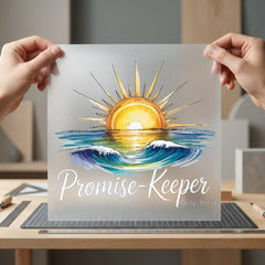 Promise Keeper Sunset Ocean Christian Faith Ready to Press DTF Transfer for Dtf