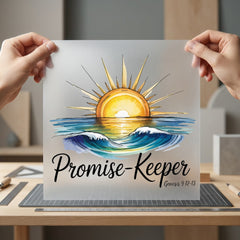 Promise Keeper Sunset Ocean Christian Faith Ready to Press DTF Transfer for Dtf